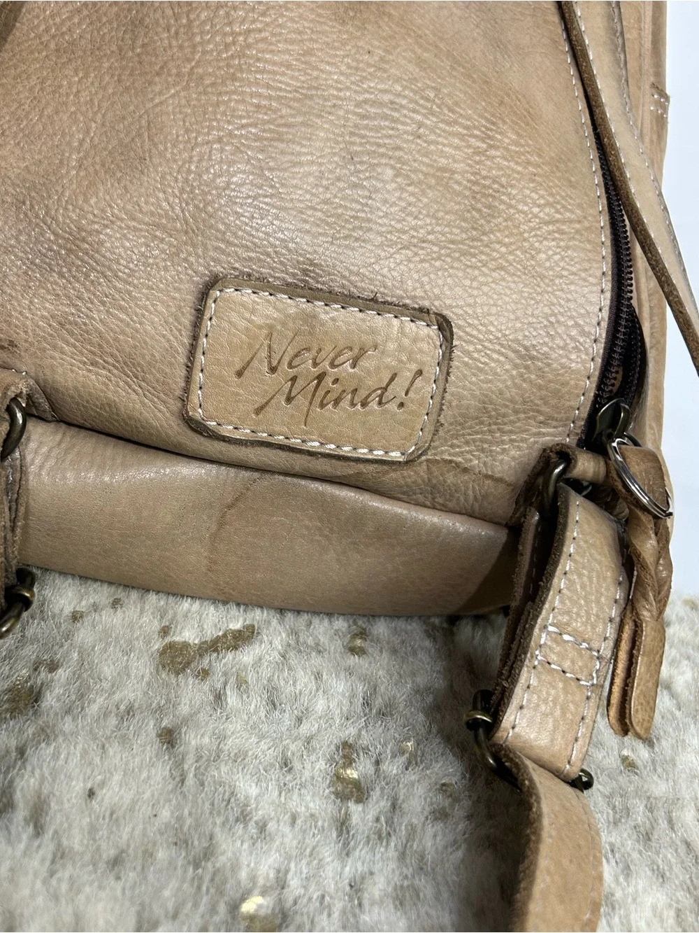 Nevermind! Tan Leather Backpack Purse‎